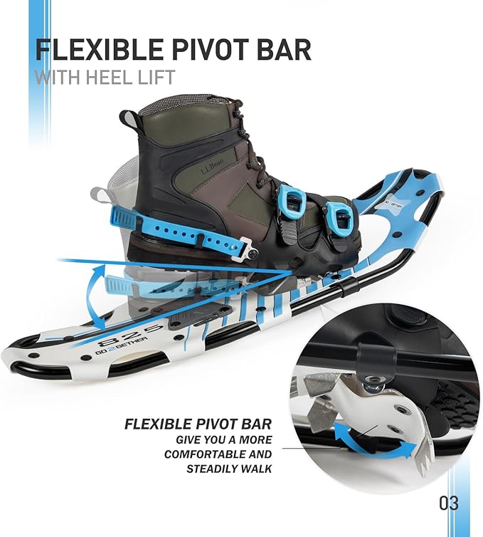 G2 21/25/30 Inches Light Weight Snowshoes for Women Men Youth, Set with Trekking Poles, Tote Bag, Gaiters,Special Fast Ratchet Binding, Orang/Blue/Red Available