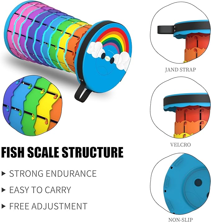 ALEVMOOM Portable Collapsible Stool Retractable Folding Telescoping Stool for Adults Sturdy Capacity 440lbs Foldable Camping Stool for Outdoor Hiking Garden BBQ