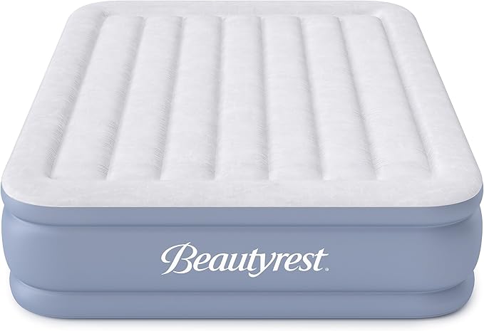 Beautyrest Hi-Loft Queen Size Air Mattress with Vertical Beam Construction, Edge Support, External Pump and Puncture Resistant Vinyl for Guests and Camping