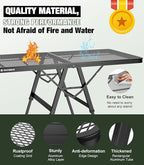 Foldable Grill Table with Mesh Desktop, 200lbs 4Ft Portable Folding Table, Height Adjustable Metal Table for Ourdoor, Camping, Picnic, BBQ and Beach, RV, 47.24" L x 23.62" W