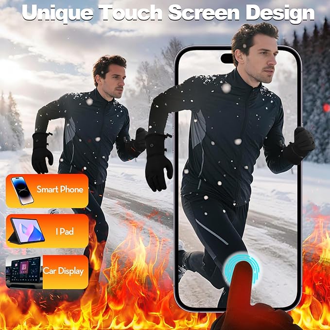 Heated Gloves for Men Women Rechargeable Waterproof Electric Motorcycle Gloves for SKI Snowboard Camping Hiking Camping