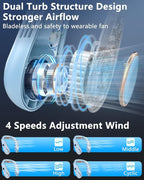 Personal Cooling Device,Portable Neck Fan,Bladless Easy Breezy Hands Free Neck Cooler,Long Lasting Power Unit AC,Light Weight Individual Shoulder Headband for Traveling Camping Outside Walking Blue