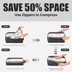 9 Set Compression Packing Cubes for Travel, Bonus Versatile Drawstring Backpack, Lightweight Luggage Organizer Bags, Sturdy Travel Accessories for Suitcase, Black