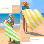 Exclusivo Mezcla 2 Pack Cotton Oversized 35x70 Inches Cabana Stripe Beach Towels, Super Absorbent Soft Plush Pool Bath Towel (Yellow)