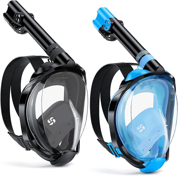 W WSTOO Full Face Snorkel Mask Adults,Suitable for Beginners Dry Top Snorkeling Gear,Can Your Mouth or Nose to Breathe,180 Degrees Panoramic View,Anti-Fog Anti-Leak,Summer Travel and Vacationing Gifts