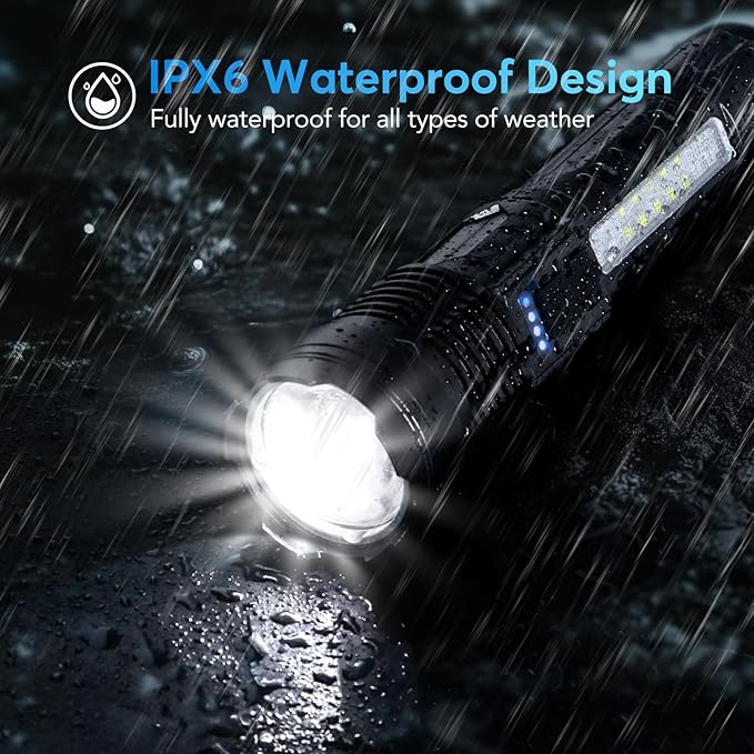 JIJ 2 Pack Rechargeable Flashlights High Lumens, 7 Modes LED Flashlight with IP67 Waterproof, Adjustable Handheld Tactical Flashlight for Camping, Home Emergency, Outdoor