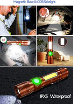 Black Light UV Flashlight Rechargeable, 3in1 Super Bright Tactical Flashlights LED UV Black Light &Redlight, 1500Lumen 7Modes, Zoomable, Waterproof Pocket Flashlight for Pet Stains Detection,Camping