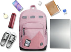 Swissdigital Design Big Student Laptop Backpack with Fun Personalized Patches For College Boy & Girl, Middle High School Teen Bookbag Cool Travel Daypack Pink -Includes 3 Patches | SD1718-81