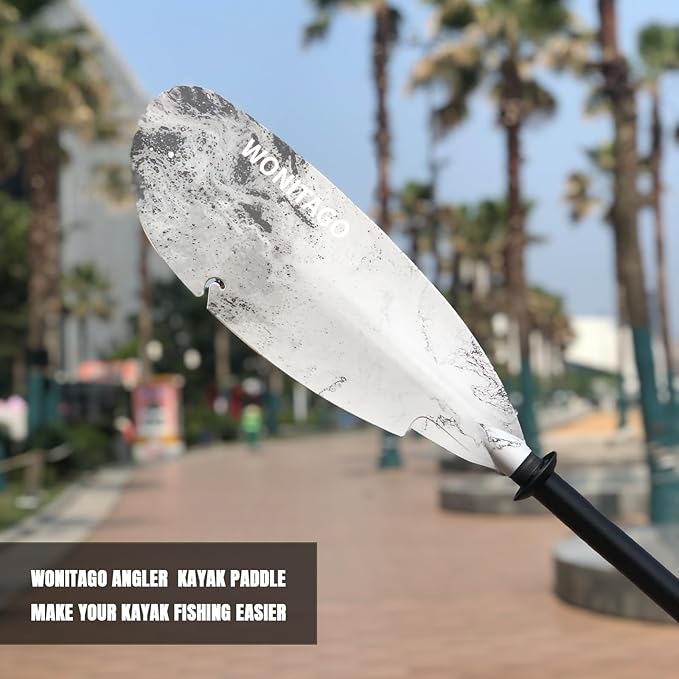 Angler Kayak Paddles Aluminum Paddle with Plastic Blades and Paddle Leash, Floating Adjustable Fishing Kayak Oars, 3 Piece, 230-250cm/90-98 inch