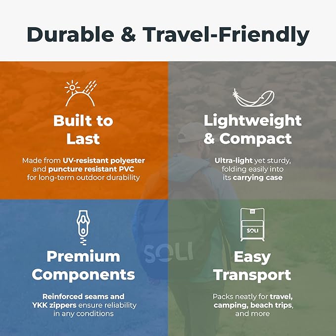 SOLI Inflatable Shade Air Canopy - Quick Self-Inflating Sun Shelter with Air Pump, UPF 50+ Sun Protection, Travel-Friendly, Stable Anchors for Beach, Camping & Backyard Use (Heat Wave Orange) - 10 ft