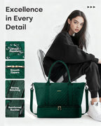 HOTOR Travel Duffel Bag - Weekender Bags for Women, Gym Tote Bags with Shoe Compartment, Carry On Overnight Bag with Toiletry Bag for Travel Essentials Travel Accessories, Dark Green, 13.4"×17.3"×7.9"