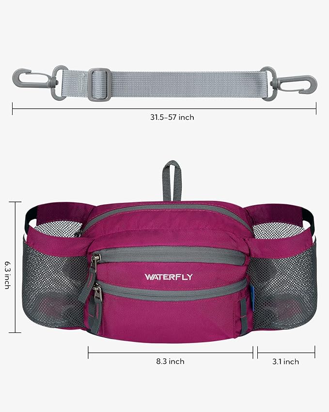 WATERFLY Fanny Pack Waist Bag: Waist Pack for Women Men with Two Water Bottle Holder Hiking Fanny Pack for Running Walking DogWalking Travel Cycling