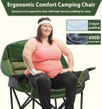 Oversized Camping Chair, Portable Folding Camping Chairs with Side Pocket, Cup Holder and Carry Bag, Heavy Duty Outdoor Camping Chairs for Adults, Fishing, Sports, Trip, up to 400lbs, Style 2