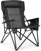 ALPHA CAMP Heavy Duty High Back Camping Chairs with Cup Holder Oversized Folding Chair Outdoor Chair with Headrest,Lawn with Side Pocket for Lawn, Sports and Fishing, 500lbs