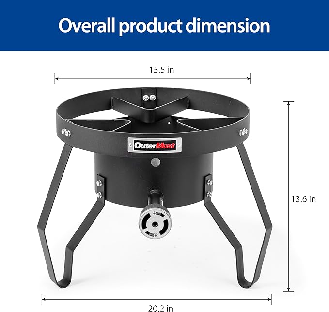 Gas Stove Propane Burner with Regulator and Cast Iron Braided Holes (single) for Outdoor Cooking, Camping and Seafood Boil