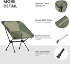 CAMEL CROWN Portable Camping Chair Lightweight Compact Folding Chair Mesh for Outdoor Camp Travel Beach Picnic Festival Hiking Backpacking Army Green 2 Pack