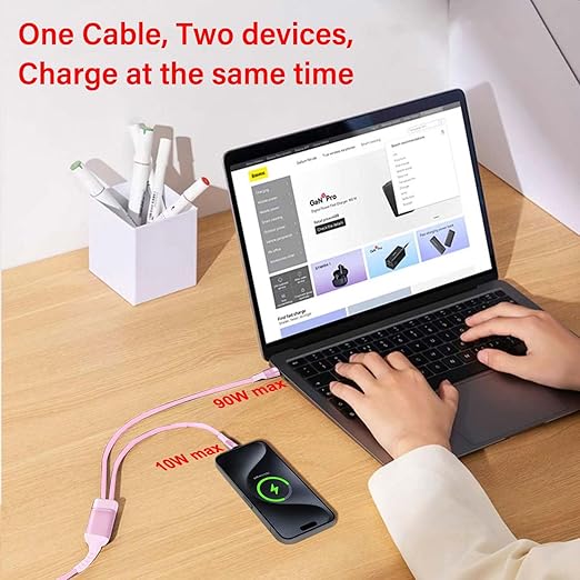 4FT 2 in 1 100W USB C to Dual Type C Fast Charging Cable,iPhone 15 USB C to Double Type c Cable for MacBook Pro/Air,iPad Pro/Air,iPhone 15 Plus/15 Pro Max,Samsung Galaxy S24/S23/S22/S21,Moto,Switch