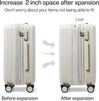 Hanke Expandable Hard Shell Luggage Sets 2 piece Carry On Luggage with Wheels Suitcases Lightweight Checked Travel Luggage Rolling Large Suitcase Travel Luggage Bag Woman Men 20/29 Inch(Ivory White)