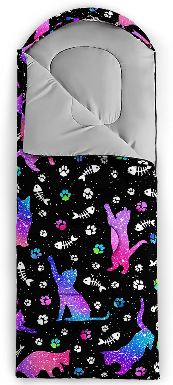 QOOMO Animals Camping Sleeping Bags,3 Season Warm & Cool Weather,Lightweight,Waterproof Sleeping Bags for Adults & Kids,Traveling,and Outdoors,Camping Gear Equipment