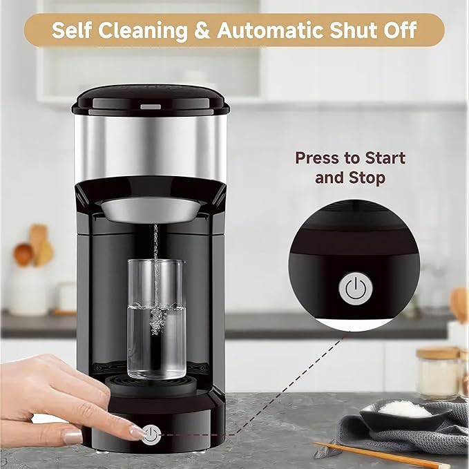 Single Serve Coffee Maker, 2 in 1 Brewer for K Pod & Ground Coffee, 90s Rapid Brew 6 to 14oz Capacities with Auto Shut Off, Small Compact Design for Home Office Travel Camping-Black
