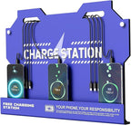 Mechanical Type Wall Mounted Charging Station with 8 PortHigh Speed Cables - Universal Dock for Apple, Type-C & Android Devices, Perfect for Airports, Hotels, Offices, School (Blue)