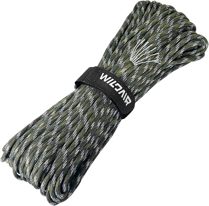 WILDAIR 550lb Paracord Parachute Cord Lanyard Ropes Heavy-Duty Strong Rope-7 Triple Strands 100FT Outdoor Camping (Forest Camo)
