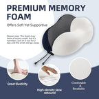 Travel Pillow with Extra Large Hood for Airplane Long Flights Privacy and Comfort Memory Foam with Velvet Cover for Road Trip Head&Neck Support for Plane Office Cars Sleeping & Rest (Navy Blue)