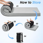 CYMULA Memory Foam Camping Mattress Pad,3inch Sleeping Pad for Camping,Non-Slip Bottom Floor Cot Car Mattress Bed with Retaining Portable Roll up Mattress Pad Mat for Travel Truck Guest Bed Tent