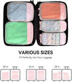 Voova 6 Set Compression Packing Cubes, Travel Accessories Expandable Packing Organizer Bags Set for Carry on Suitcase, Durable Luggage Packing Cubes for Travel Essentials, Pink