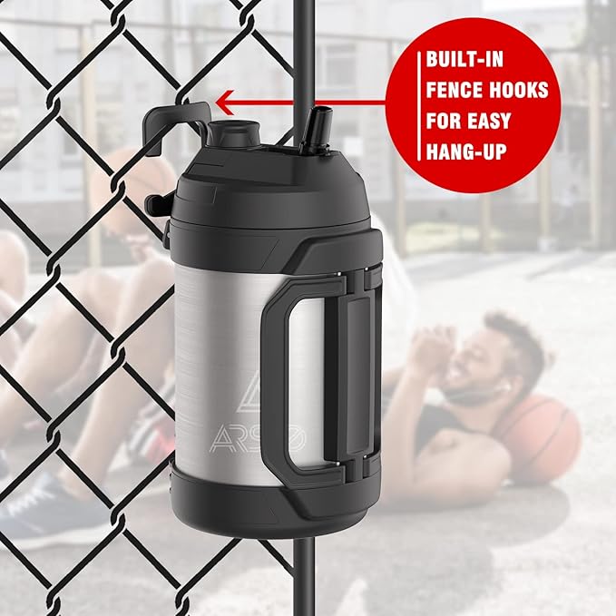 Sports Water Jug - Gallon Water Bottle - Insulated Stainless Steel Bottle for Gym, Workouts, Basketball, Football, Soccer - Keep Water Cold for Up To 24 Hours - 108Oz (StainlessSteel)