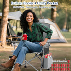 XL Heavy Duty Camping Chair 396lb Capacity (525lb Max) – Waterproof 1680D Oxford Fabric, 2" Padded Seat & Back, Cup Holder, Cooler Pocket, Portable for Camping, Beach & Tailgating (Taupe)