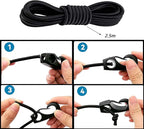 4 Pack Stainless Steel D-Ring Triangle Patch with 2.5m Black Bungee Cord,4Pcs Cord Hooks for PVC Inflatable Boat SUP Kayak Canoe Deck Accessories-White