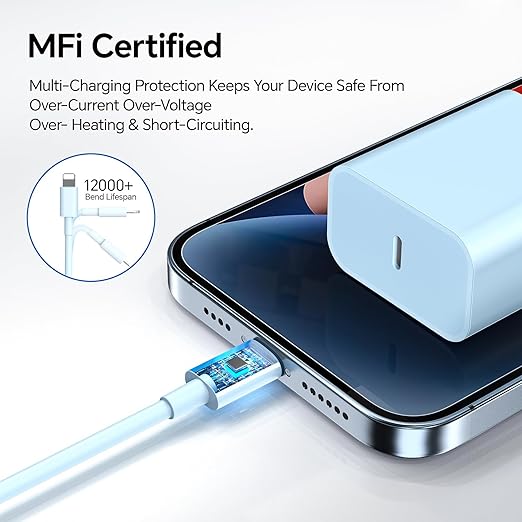 for Phone Charger Fast Charging, 20W PD USB C Wall Charger Block with 2 Pack 6 FT Type C to Lighting Cable Compatible with iPhone 14/13/12 Pro Max/11/XS/XR/X/8/Plus