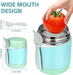 Pawtong10oz Soup Thermo for Hot Food Kids Insulated Food Jar,Thermo Hot Food Lunch Container, Width Mouth Stainless Steel Lunch Box for Kids with Spoon (Mint)