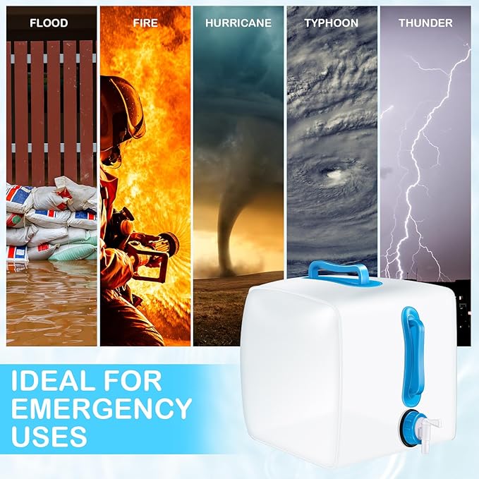 3 Pack Collapsible Water Container with Spigot, Foldable Camping Water Container Portable Camping Storage Carrier Jug for Outdoors Hiking Emergency Kit Backpack(Blue,2.6 Gallon)