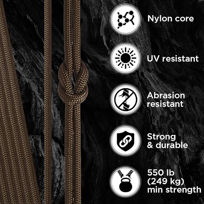 TECEUM 5/32" Paracord Rope 1000 – 1000ft / 200ft / 100ft / 50ft – Tactical Parachute Cord 4mm – 45+ Colors – Nylon String for Survival & Camping Gear – Stripe Cord for Survival – Utility Rope