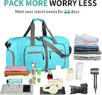Dimayar 85L Travel Duffle Bag for Men Women - Foldable Duffel Bag with Shoes Compartment - Overnight Bags Waterproof & Tear Resistant(Mint Green)