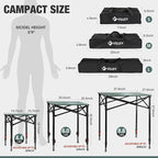 VILLEY Folding Camping Square Table with Carry Bag, Lightweight Aluminum Adjustable Square Table for Outdoor, Camping, Picnic, Backyards, BBQ, Small