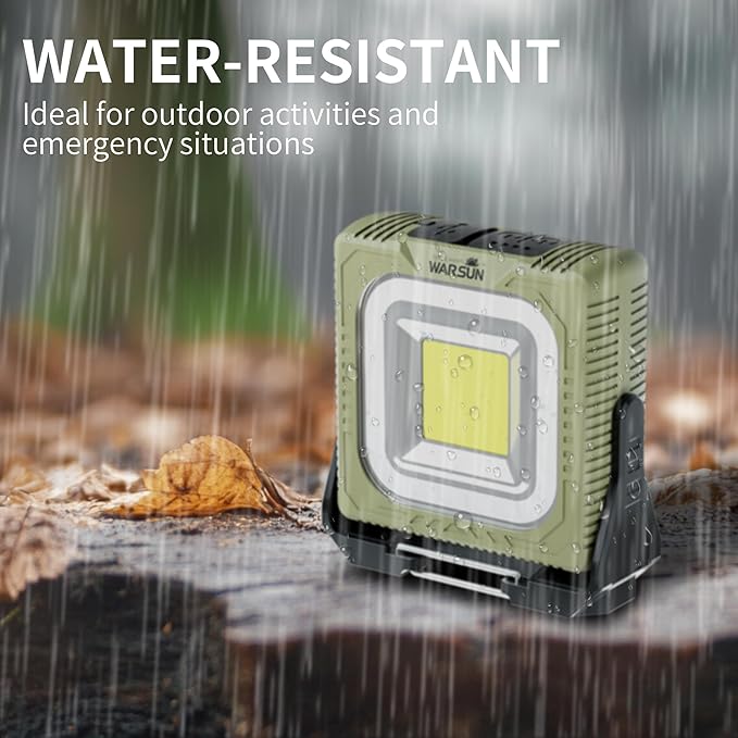 WARSUN Camping Light,Lightweight LED Camping Light,Long Lasting,Multi Lighting,Rechargeable Type C,Magnetic,Hanging,Outdoor,Hiking,Camping (Light Green)