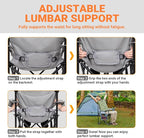 KingCamp Oversized Camping Folding Chair with Lumbar Support, Heavy Duty Ergonomic Padded Arm Chair with Cooler Bag, Cup Holder, Portable for Outdoor