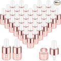 100 Pcs Mini Glass Oil Dropper Bottle Bulk, Clear Essential Small Empty Bottles Sample Containers Perfume Liquid Vials with Cap for Traveling (1 ml,Pink Body)