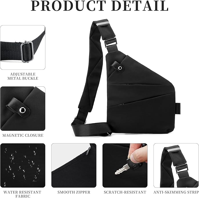Anti Theft Crossbody Travel Bag for Women Men,Multi-pocket Crossbody Bag,Slim Sling Bag with Adjustable Strap