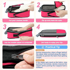 BAGAIL 4 Set/6 Set/8 Set Compression Packing Cubes Travel Accessories Expandable Packing Organizers (Half Mesh, 6-Fuchsia)