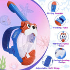 Full Face Snorkel Mask for Kids 4-16, 180 Degree Panoramic View Snorkeling Set Anti-Fog Anti-Leak, Foldable Dry Top Snorkeling Gear for Kids