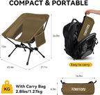TOBTOS Portable Camping Chair, Support up to 330 LBS, Lightweight Folding Backpacking Chair for Outdoor Camp, Travel, Beach, Picnic, Hiking, Backpacking (Khaki)