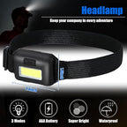 Macarrie 24 LED Headlamp Flashlight, Cob Head Light with 3 Modes, Waterproof Headlamp for Adults and Kids, 72 AAA Batteries for Outdoor Night Survival Camping Running, 4 Colors