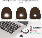 ATNKE LED Lighted Beanie Hat,USB Rechargeable 4 LED Running Headlamp Bright Cap with The Light Gifts for Men and Women