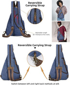 KL928 Canvas Sling Bag - Small Crossbody Backpack Shoulder Casual Daypack Rucksack for Men Women(Large Version)