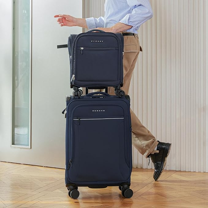 Verage Underseat Carry On Luggage with Wheels & USB Port,14 inch Wheeled Spinner Carry-on Luggages Bags for Airlines, Lightweight Overnight Suitcase for Men Women (14-Inch Compact Underseat Pro)