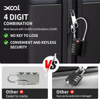 XOOL 2PCS TSA Approved Luggage Locks 4 Digit with Flexible Steel Cable, Resettable Luggage Padlock for Suitcases, Backpacks, Gym Bags & Travel Use